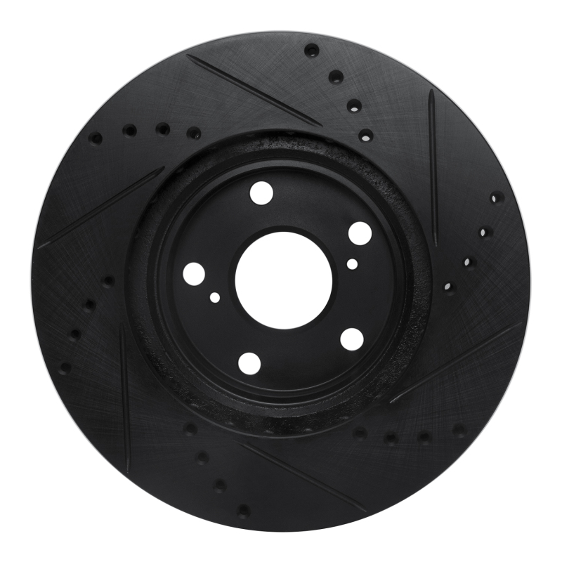 Lexus ES330 Brake Rotor (1) - Front Left - R1 Concepts - Drilled & Slotted - Black - `99-`07